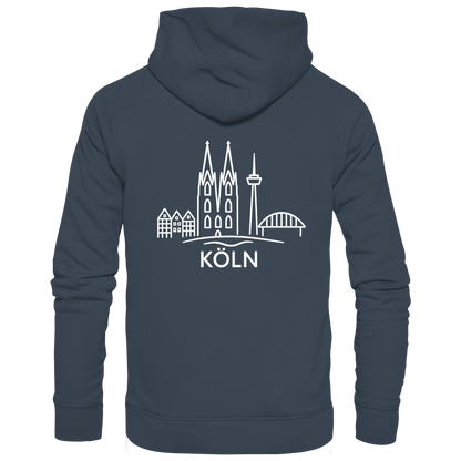 Köln Skyline (großer Druck auf dem Rücken) - Organic Hoodie