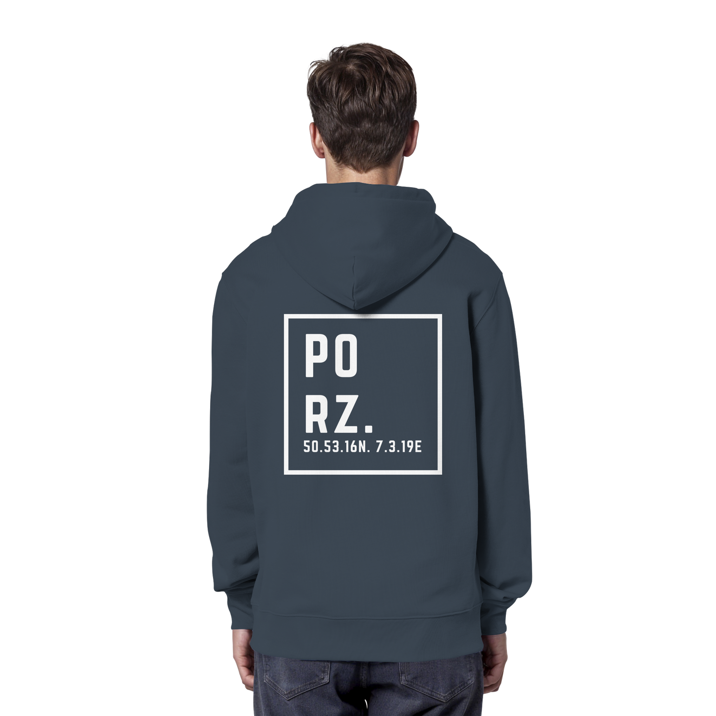 Porz Koordinaten (großer Druck Rücken)  - Organic Hoodie