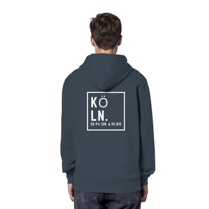 Köln Koordinaten (großer Druck auf dem Rücken) - Organic Hoodie