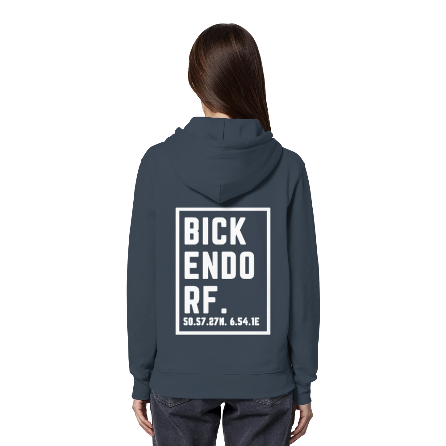 Bickendorf Koordinaten (großer Druck auf dem Rücken) - Organic Hoodie