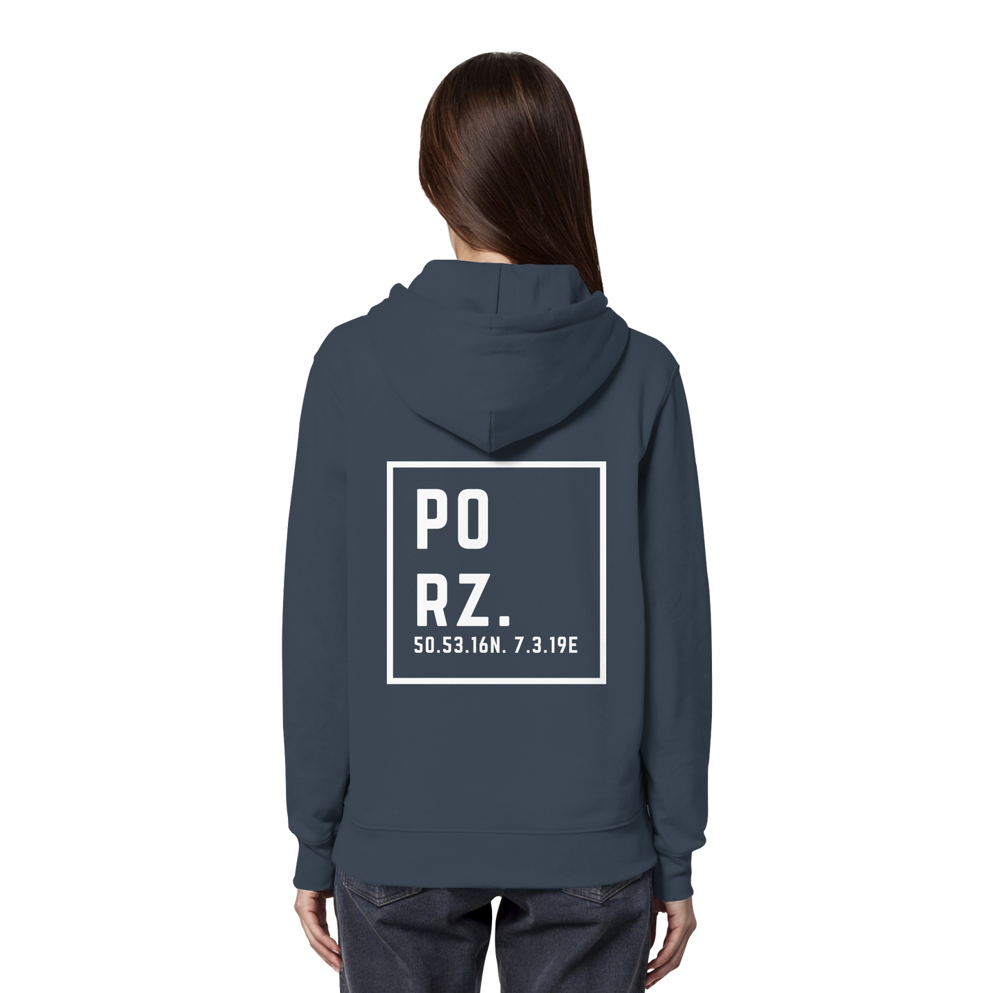 Porz Koordinaten (großer Druck Rücken)  - Organic Hoodie