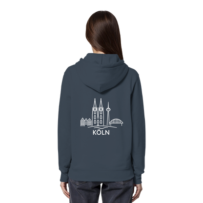 Köln Skyline (großer Druck auf dem Rücken) - Organic Hoodie