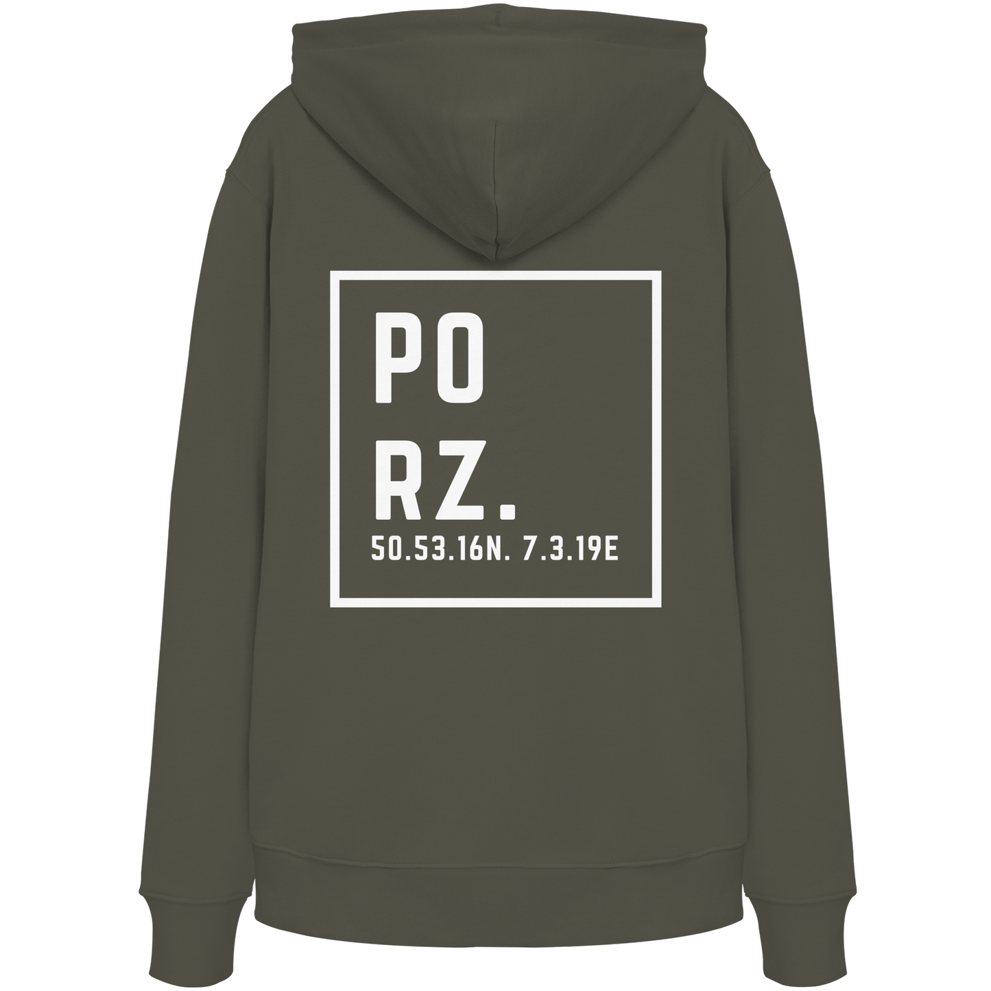 Porz Koordinaten (großer Druck Rücken)  - Organic Hoodie