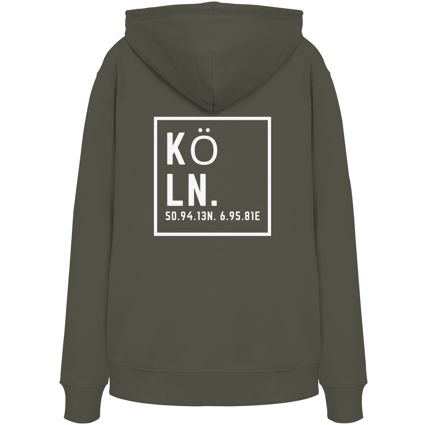Köln Koordinaten (großer Druck auf dem Rücken) - Organic Hoodie