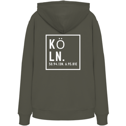 Köln Koordinaten (großer Druck auf dem Rücken) - Organic Hoodie