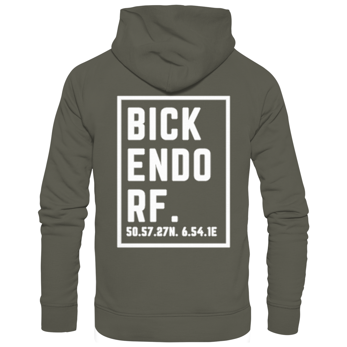 Bickendorf Koordinaten (großer Druck auf dem Rücken) - Organic Hoodie