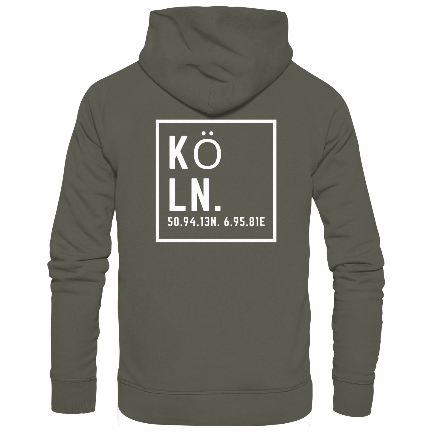 Köln Koordinaten (großer Druck auf dem Rücken) - Organic Hoodie