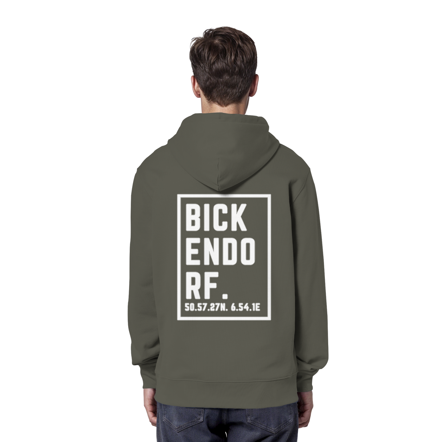 Bickendorf Koordinaten (großer Druck auf dem Rücken) - Organic Hoodie