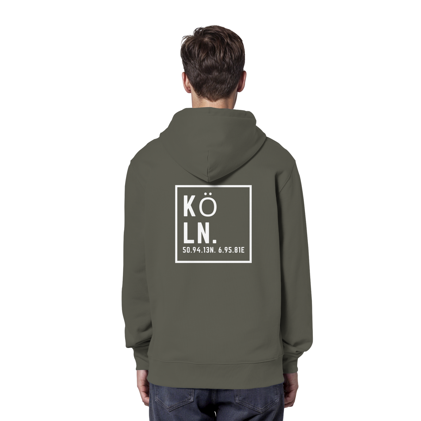 Köln Koordinaten (großer Druck auf dem Rücken) - Organic Hoodie