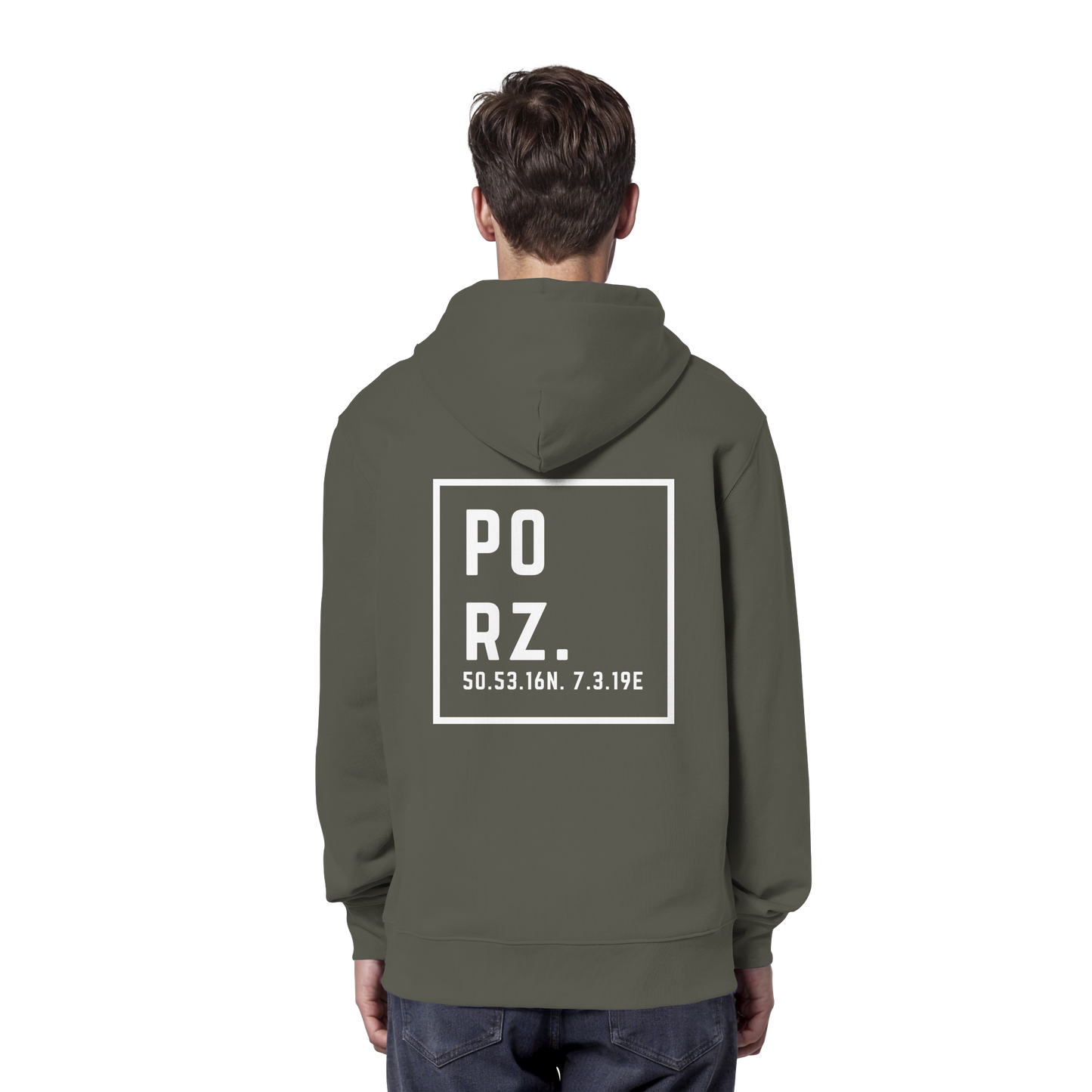 Porz Koordinaten (großer Druck Rücken)  - Organic Hoodie