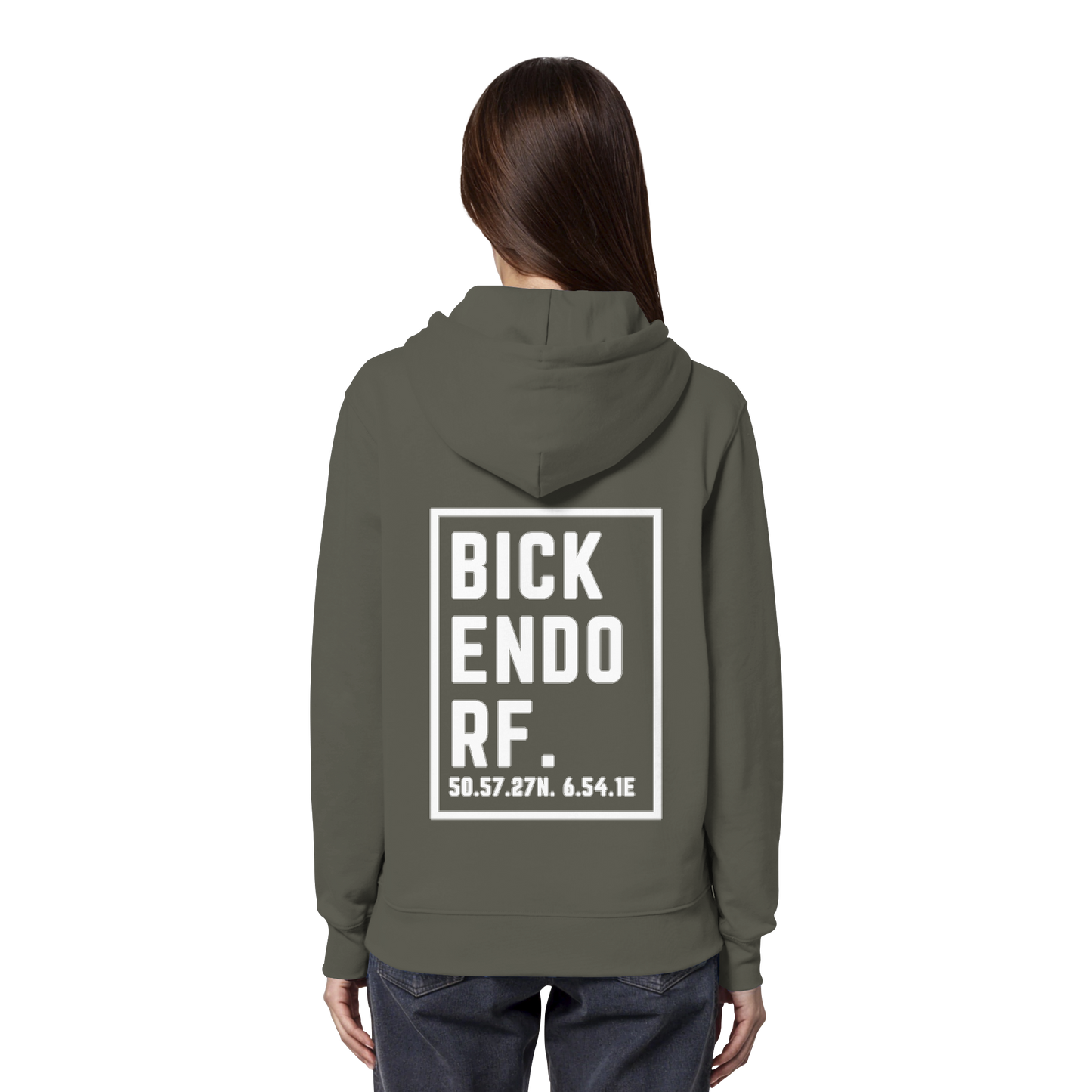 Bickendorf Koordinaten (großer Druck auf dem Rücken) - Organic Hoodie