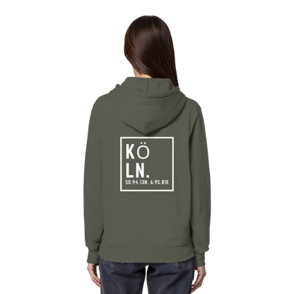 Köln Koordinaten (großer Druck auf dem Rücken) - Organic Hoodie