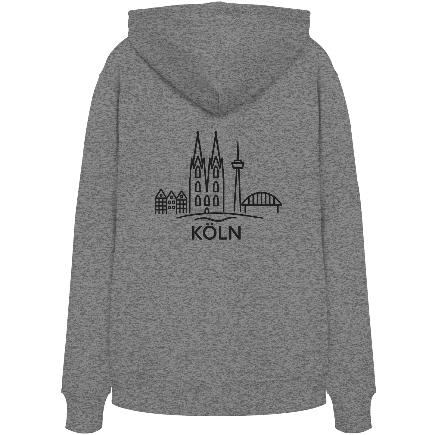 Köln Skyline (großer Druck auf dem Rücken) - Organic Hoodie