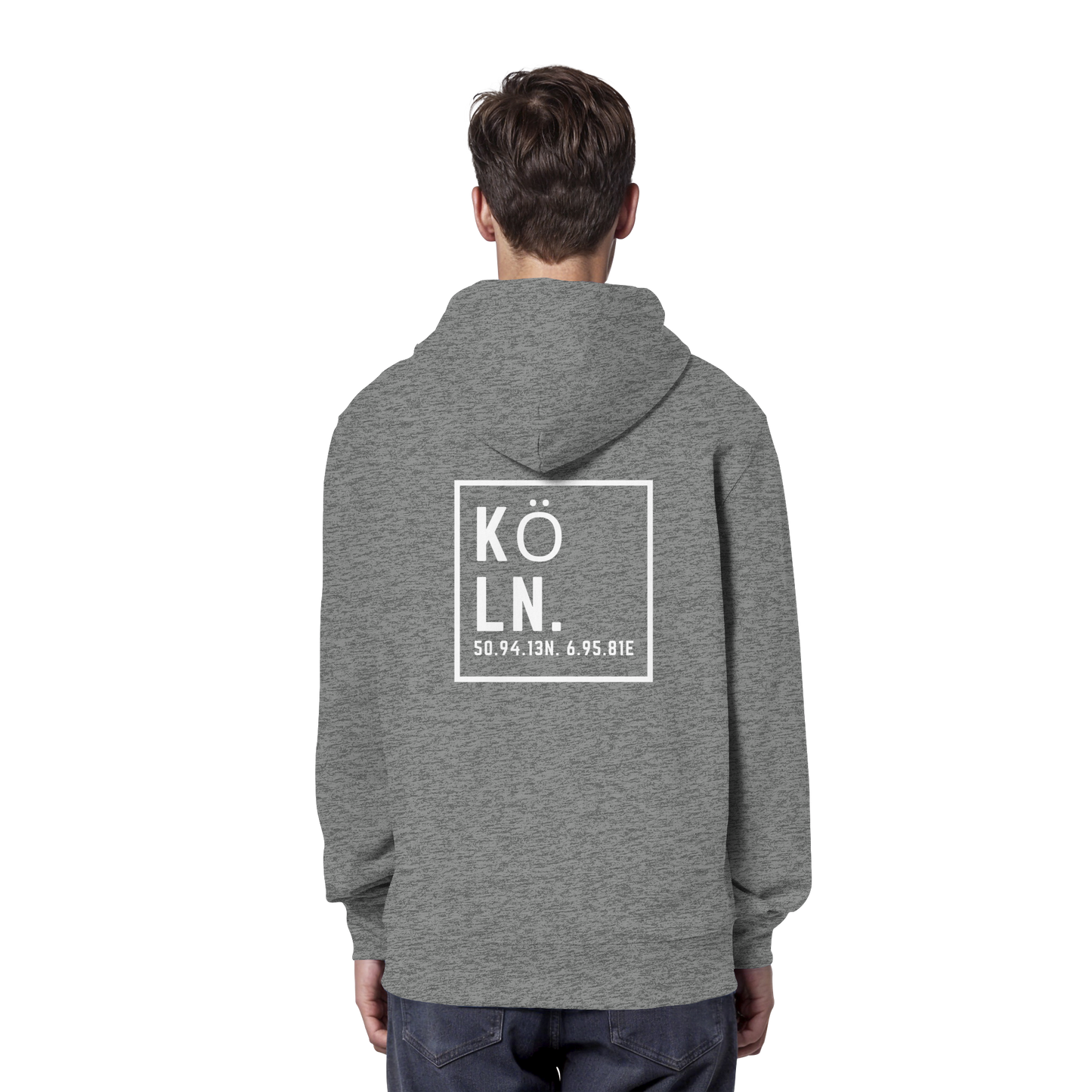 Köln Koordinaten (großer Druck auf dem Rücken) - Organic Hoodie