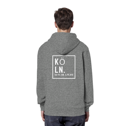 Köln Koordinaten (großer Druck auf dem Rücken) - Organic Hoodie