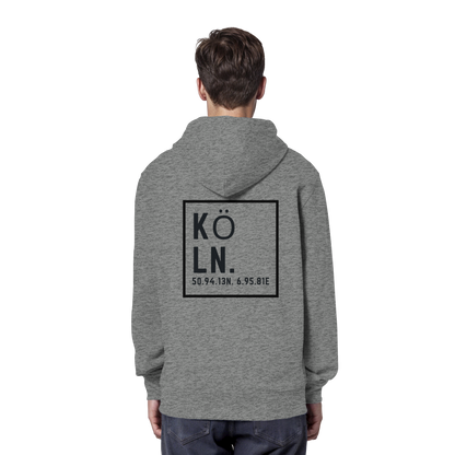 Köln Koordinaten (großer Druck auf dem Rücken) - Organic Hoodie