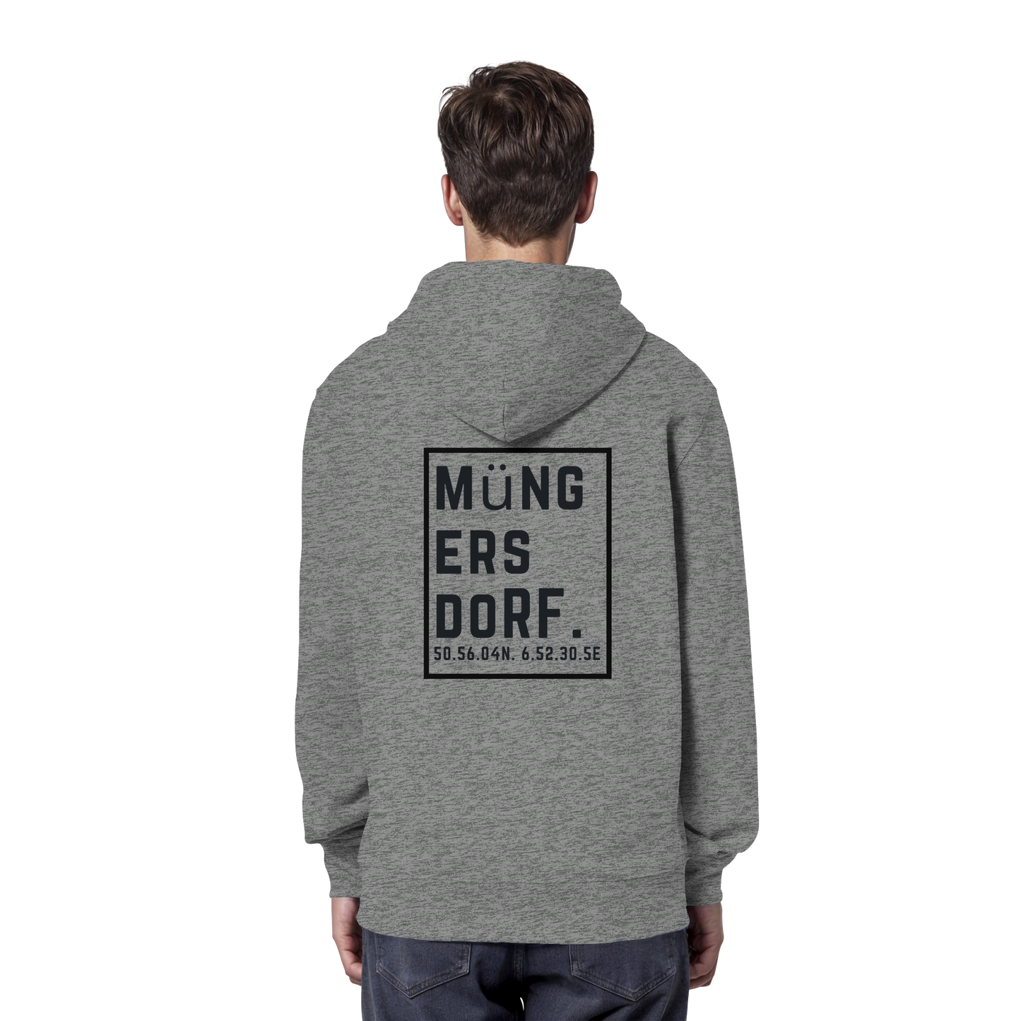 Müngersdorf Koordinaten (großer Druck auf dem Rücken) - Organic Hoodie