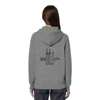 Köln Skyline (großer Druck auf dem Rücken) - Organic Hoodie