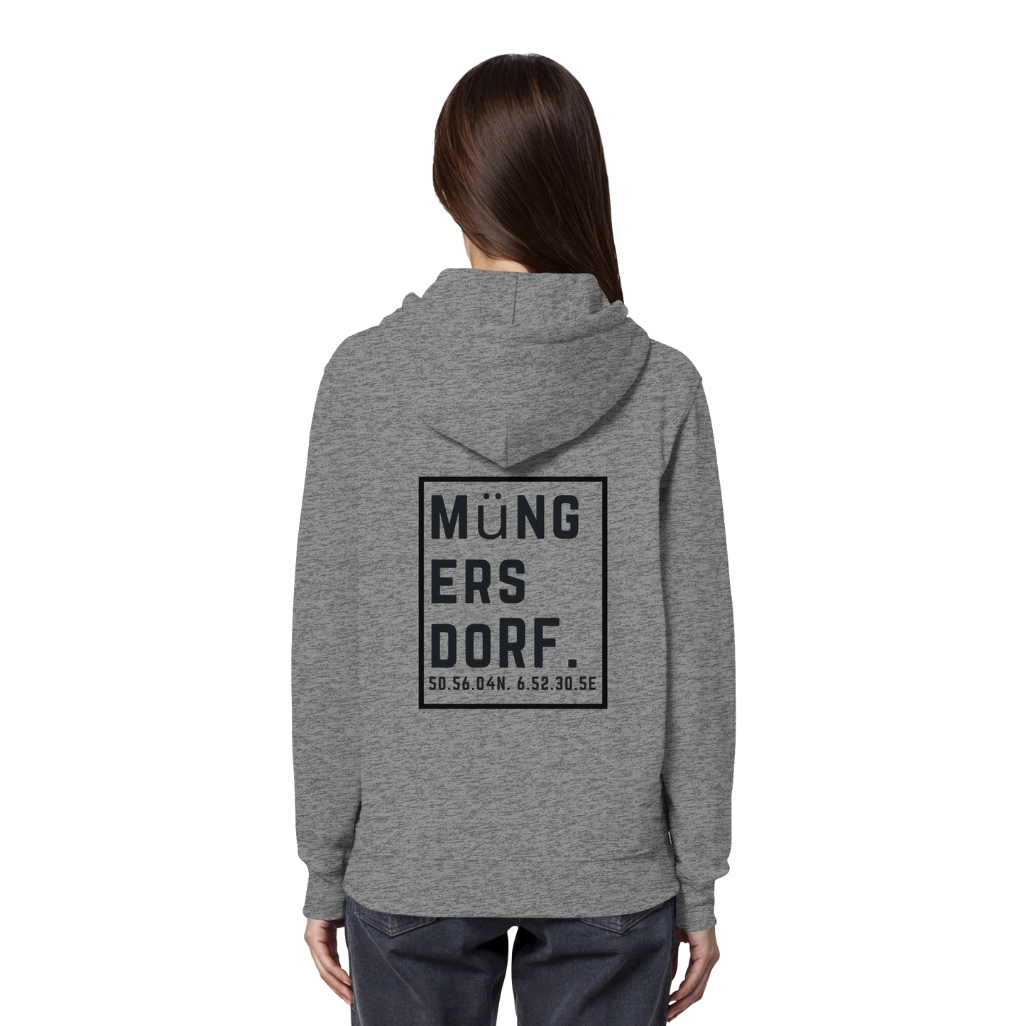 Müngersdorf Koordinaten (großer Druck auf dem Rücken) - Organic Hoodie