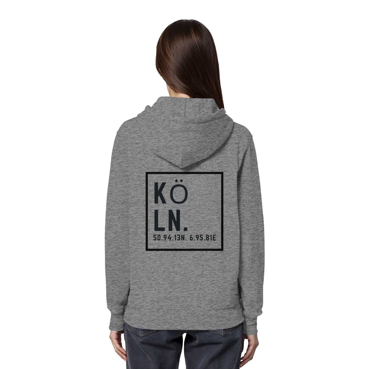 Köln Koordinaten (großer Druck auf dem Rücken) - Organic Hoodie