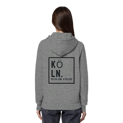 Köln Koordinaten (großer Druck auf dem Rücken) - Organic Hoodie