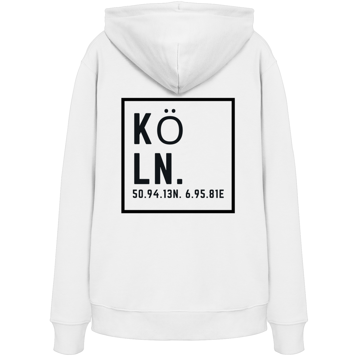 Köln Koordinaten (großer Druck auf dem Rücken) - Organic Hoodie