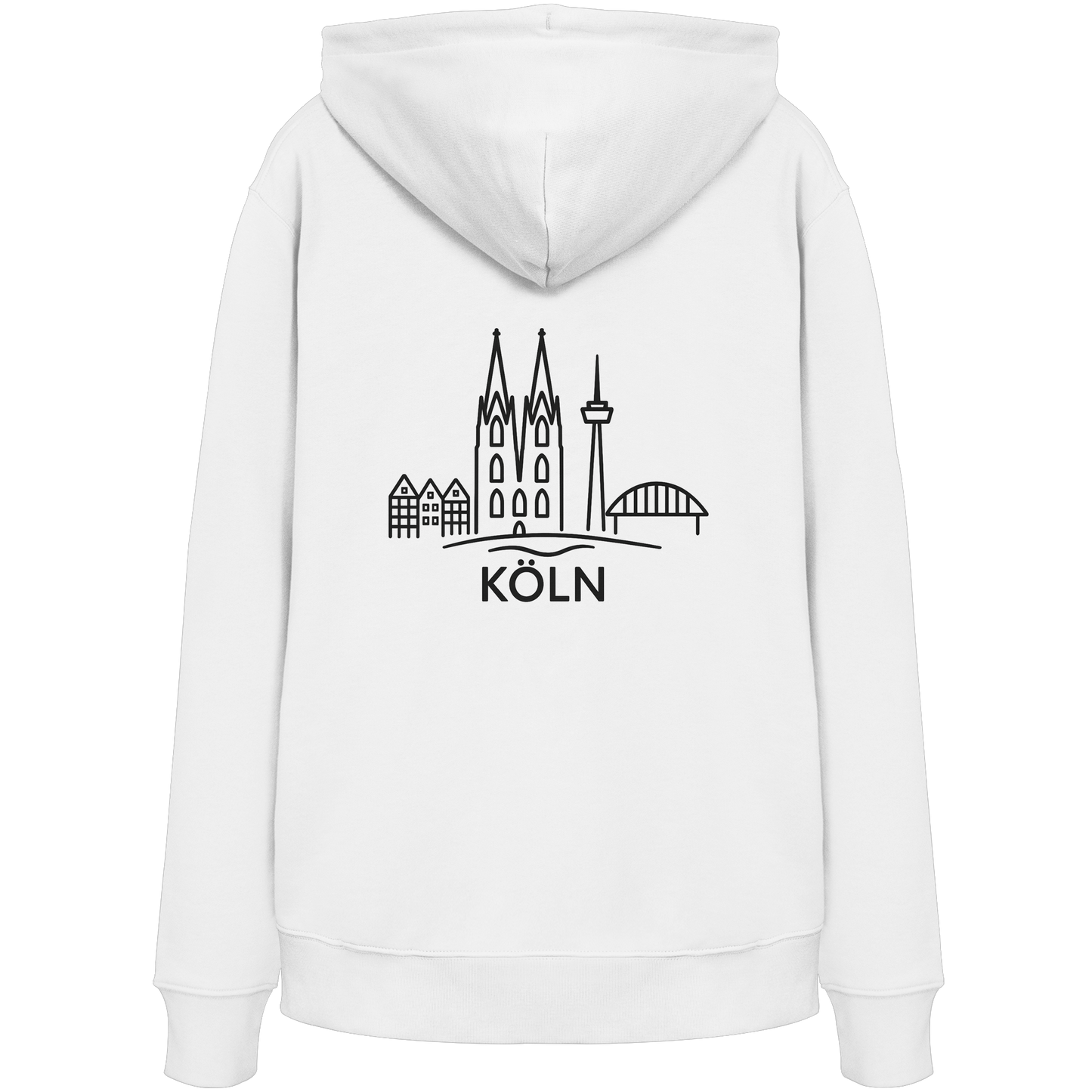 Köln Skyline (großer Druck auf dem Rücken) - Organic Hoodie