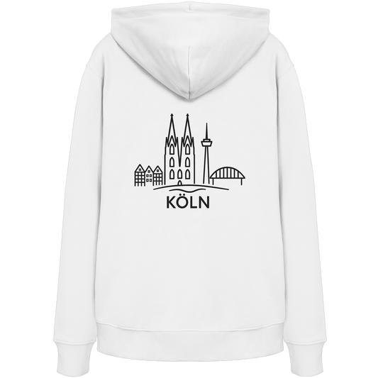 Köln Skyline (großer Druck auf dem Rücken) - Organic Hoodie