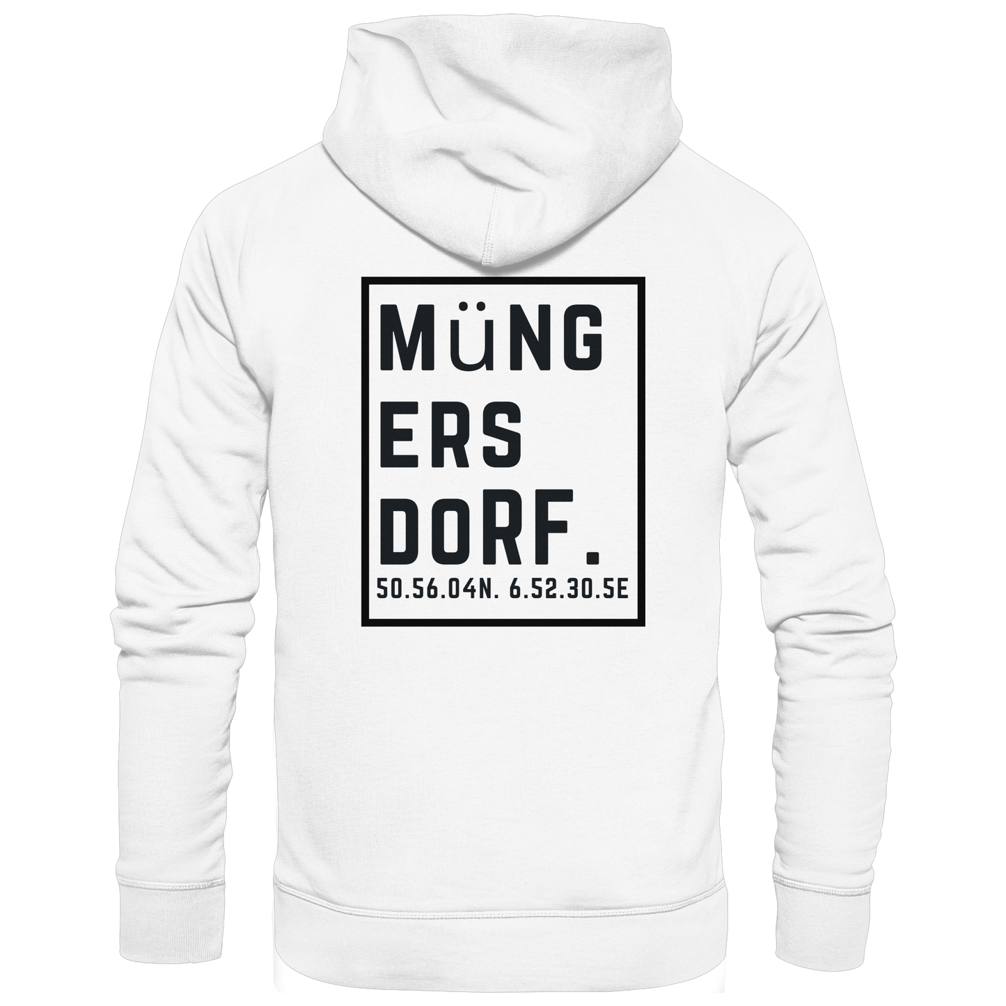 Müngersdorf Koordinaten (großer Druck auf dem Rücken) - Organic Hoodie