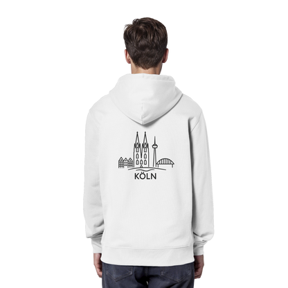 Köln Skyline (großer Druck auf dem Rücken) - Organic Hoodie