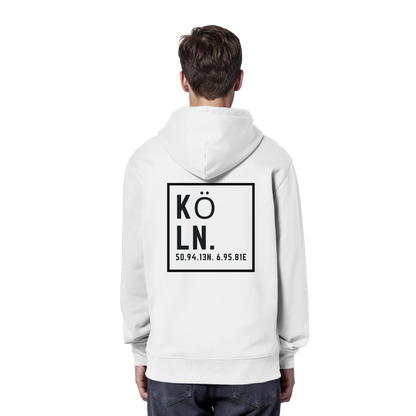 Köln Koordinaten (großer Druck auf dem Rücken) - Organic Hoodie
