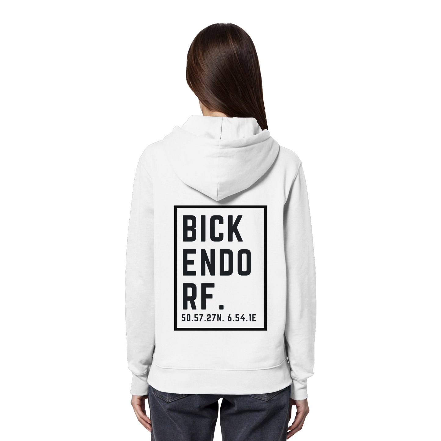Bickendorf Koordinaten (großer Druck auf dem Rücken) - Organic Hoodie
