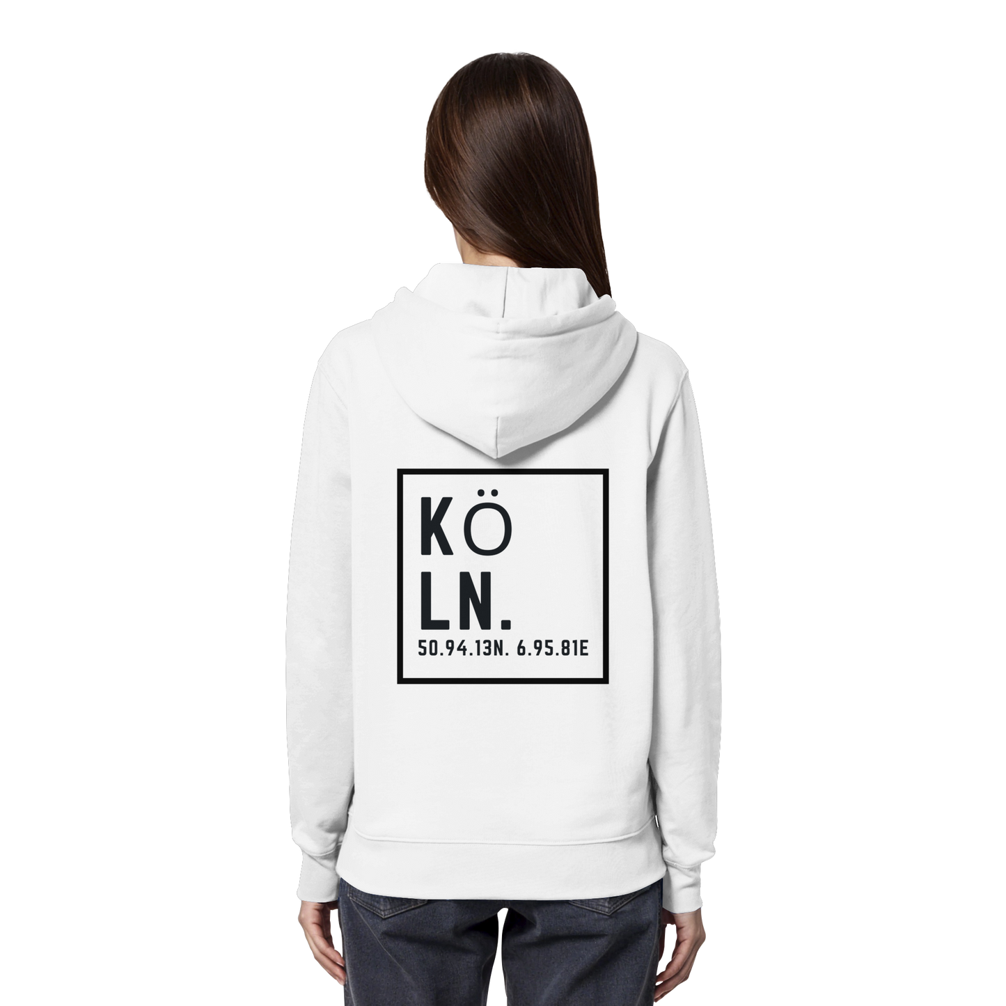 Köln Koordinaten (großer Druck auf dem Rücken) - Organic Hoodie