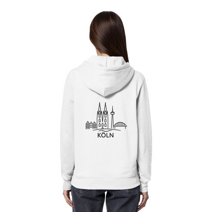 Köln Skyline (großer Druck auf dem Rücken) - Organic Hoodie