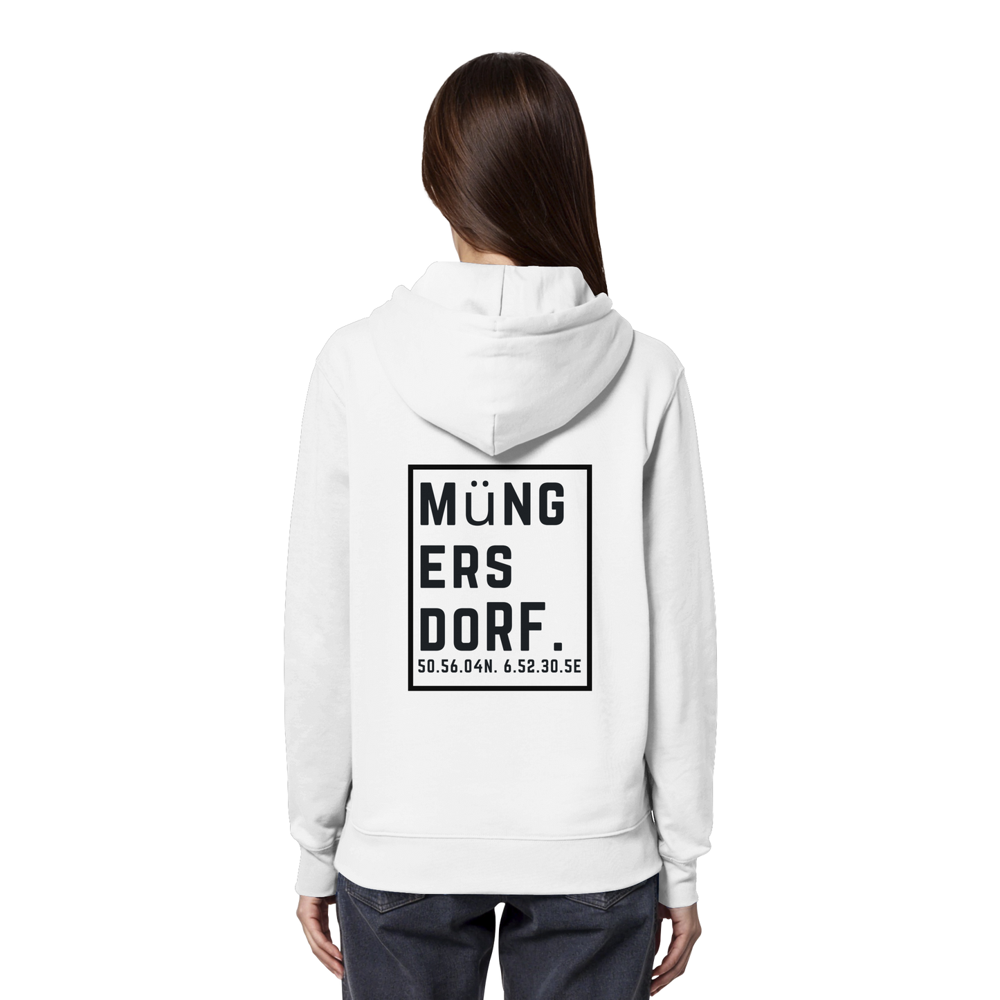 Müngersdorf Koordinaten (großer Druck auf dem Rücken) - Organic Hoodie
