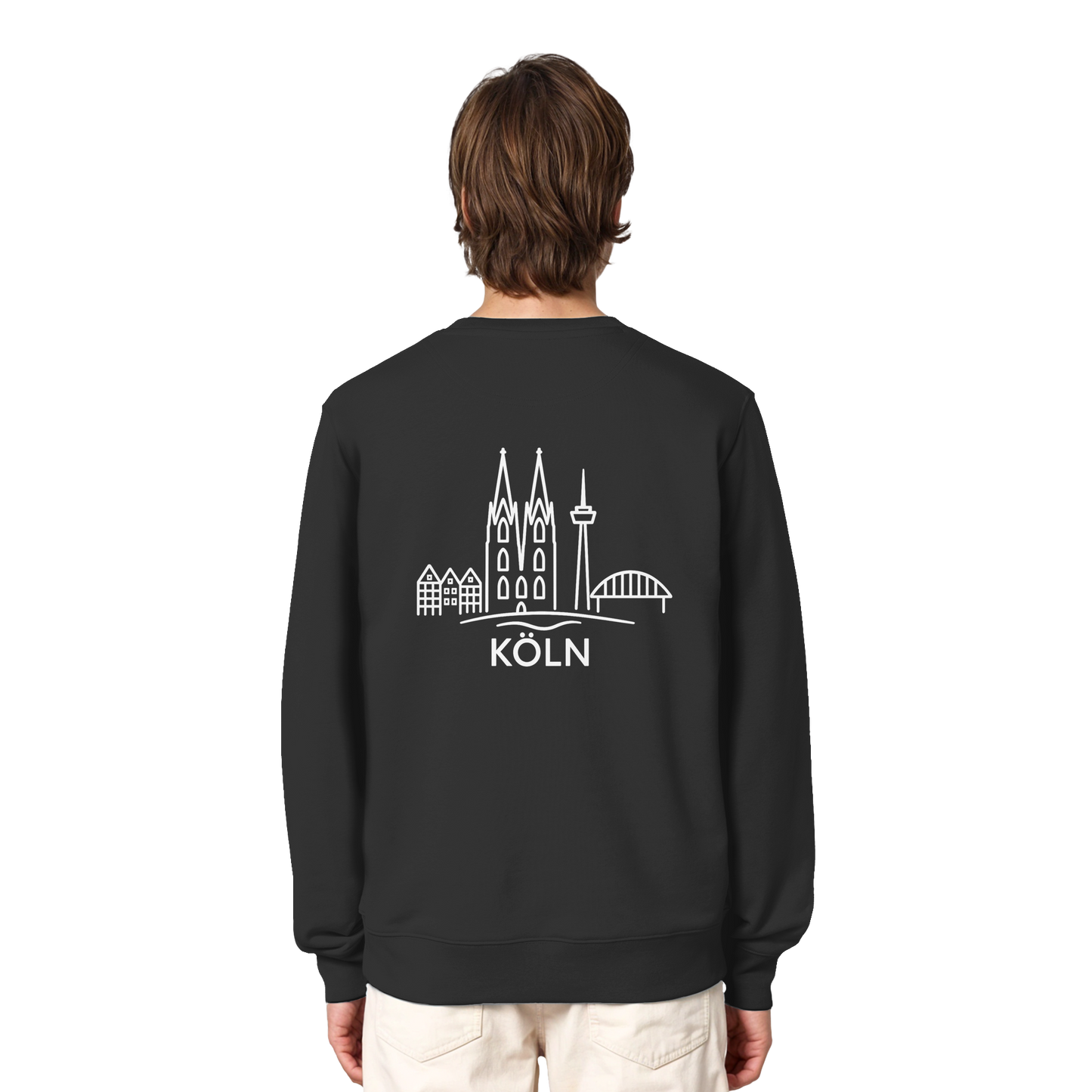 Köln Skyline (großer Druck auf dem Rücken) - Organic Lightweight Sweatshirt