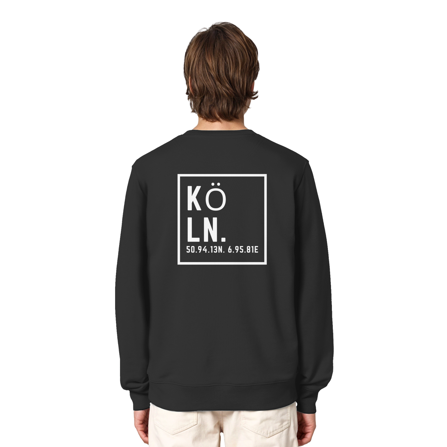 Köln Koordinaten (großer Druck auf dem Rücken) - Organic Lightweight Sweatshirt