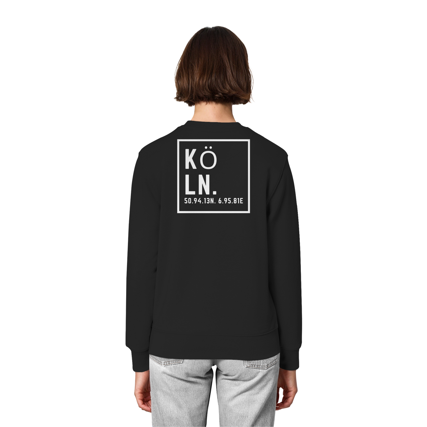 Köln Koordinaten (großer Druck auf dem Rücken) - Organic Lightweight Sweatshirt