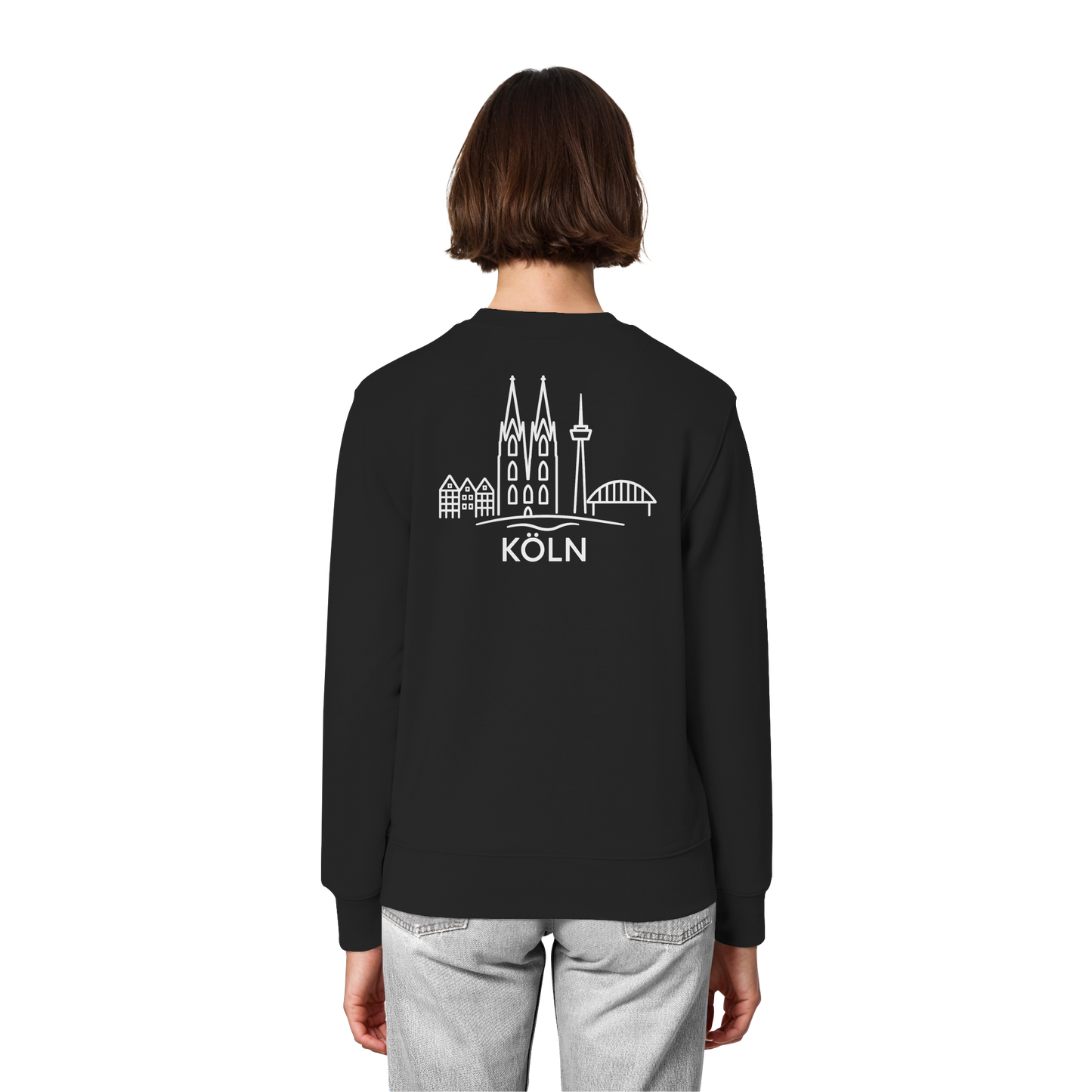 Köln Skyline (großer Druck auf dem Rücken) - Organic Lightweight Sweatshirt