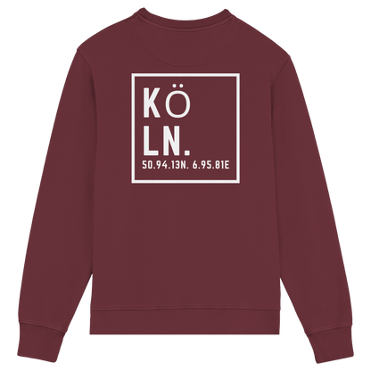 Köln Koordinaten (großer Druck auf dem Rücken) - Organic Lightweight Sweatshirt