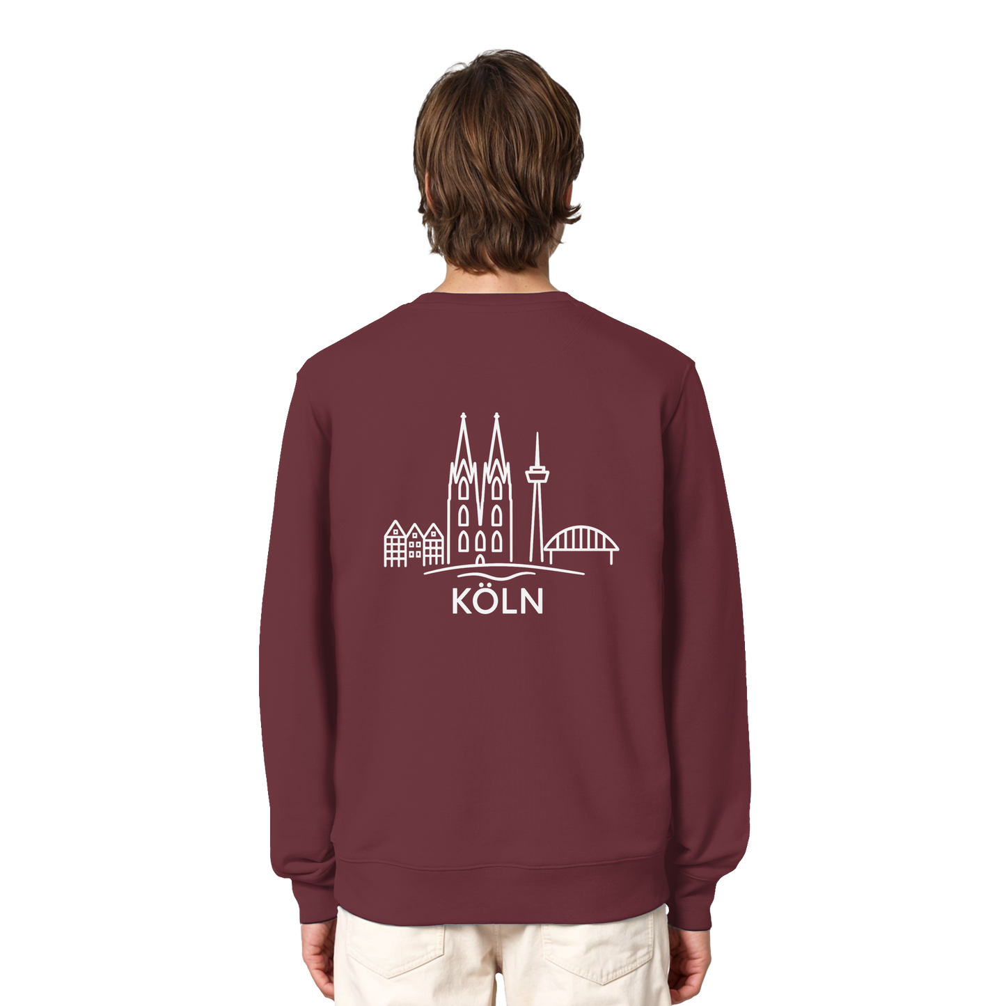 Köln Skyline (großer Druck auf dem Rücken) - Organic Lightweight Sweatshirt