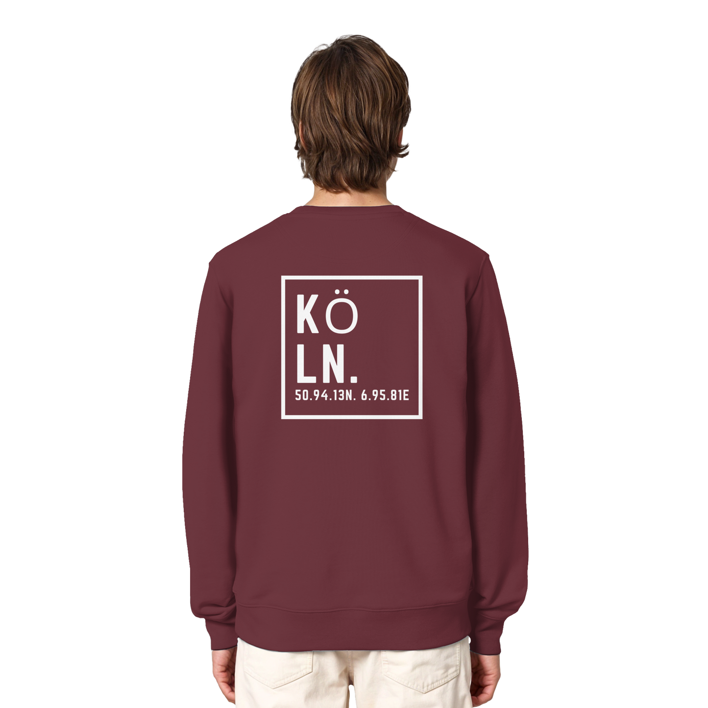 Köln Koordinaten (großer Druck auf dem Rücken) - Organic Lightweight Sweatshirt