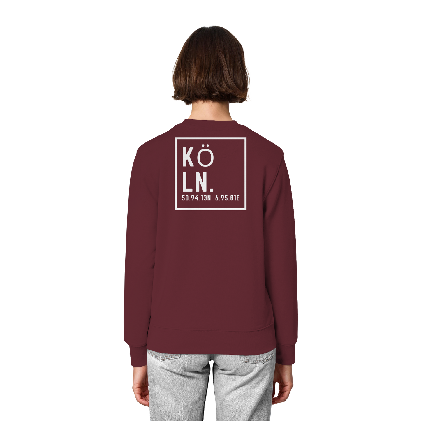 Köln Koordinaten (großer Druck auf dem Rücken) - Organic Lightweight Sweatshirt