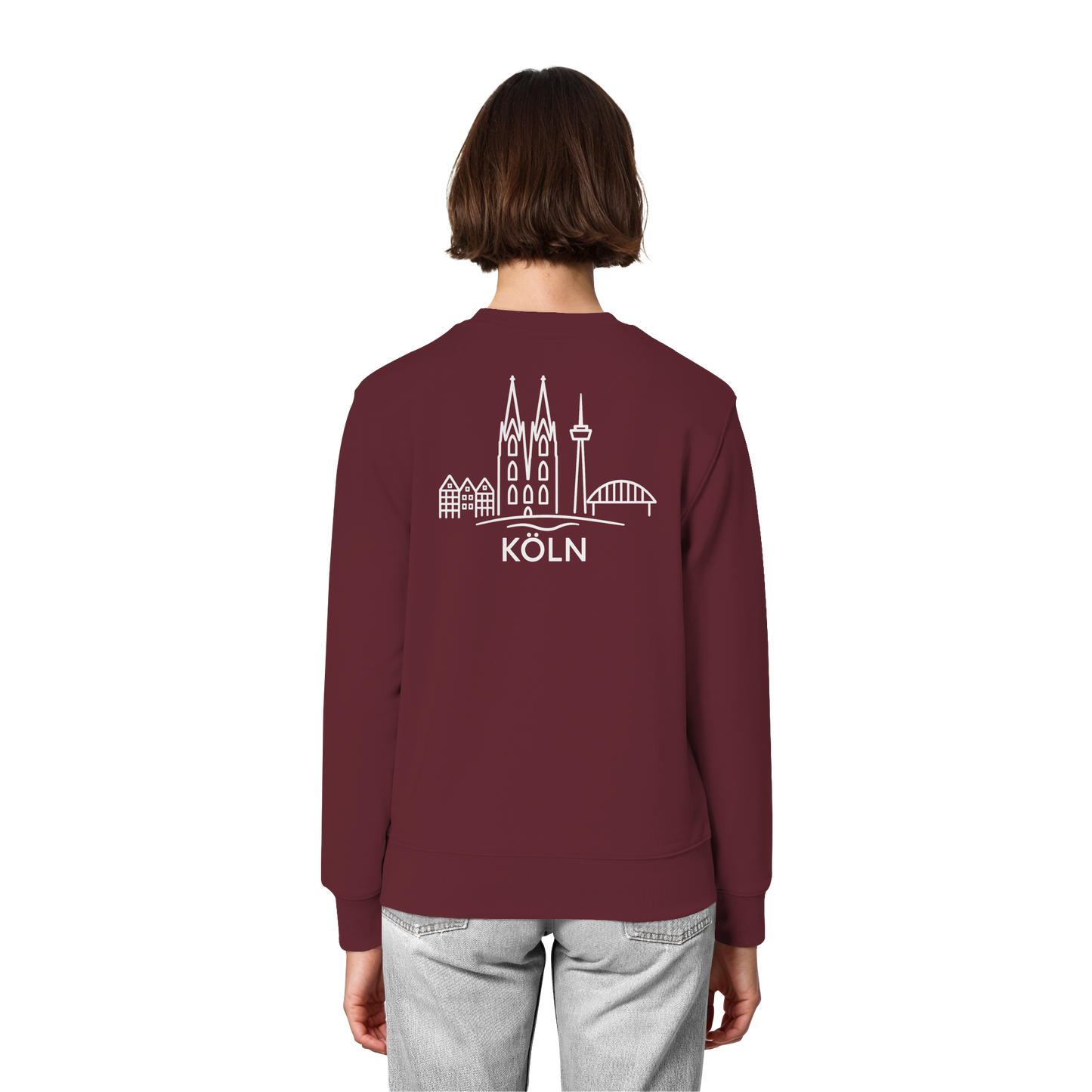 Köln Skyline (großer Druck auf dem Rücken) - Organic Lightweight Sweatshirt
