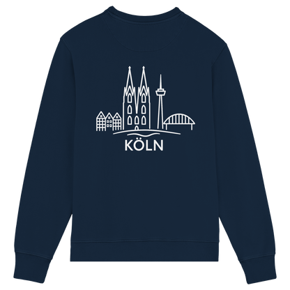 Köln Skyline (großer Druck auf dem Rücken) - Organic Lightweight Sweatshirt