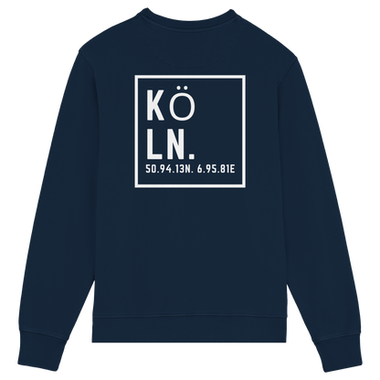 Köln Koordinaten (großer Druck auf dem Rücken) - Organic Lightweight Sweatshirt