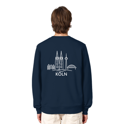 Köln Skyline (großer Druck auf dem Rücken) - Organic Lightweight Sweatshirt