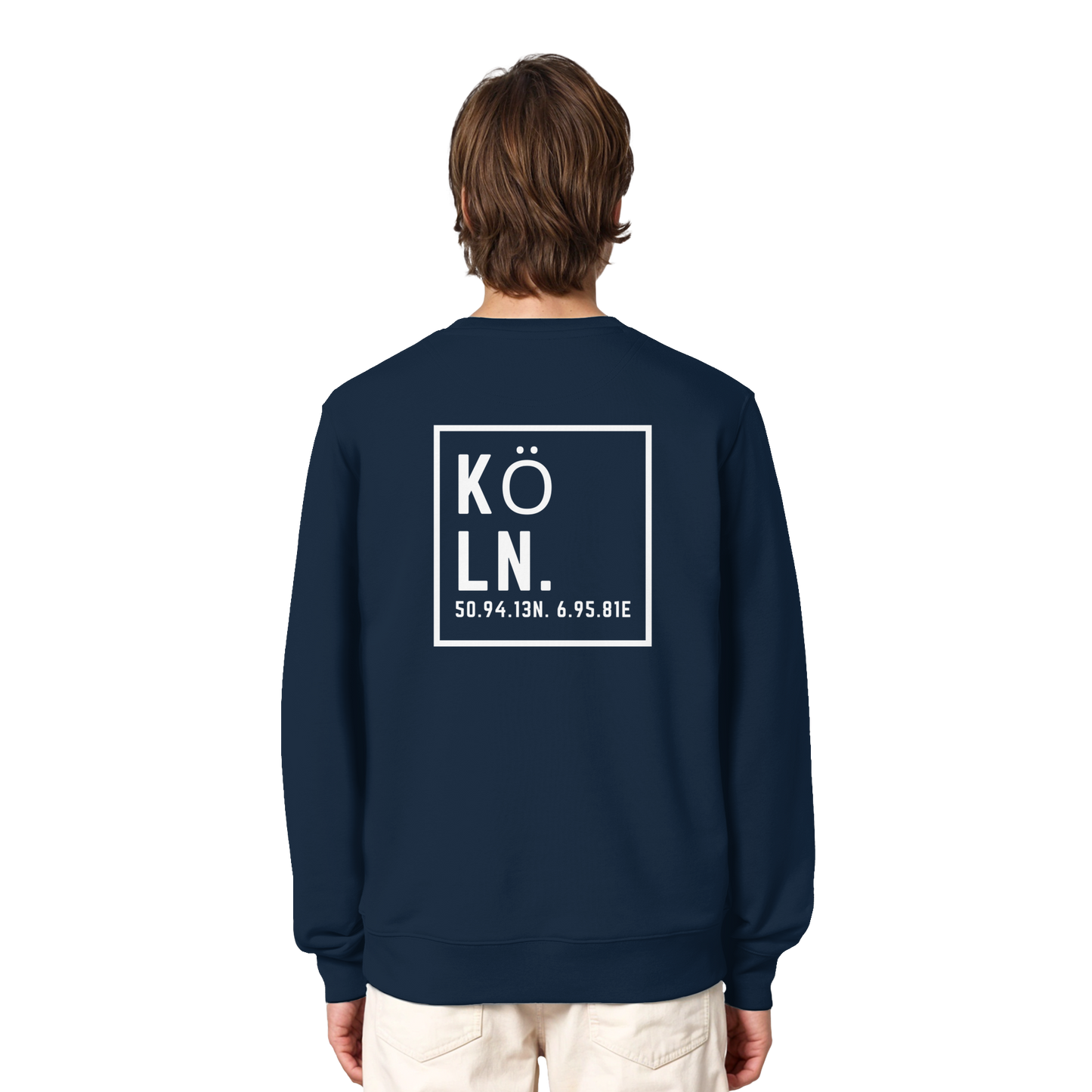Köln Koordinaten (großer Druck auf dem Rücken) - Organic Lightweight Sweatshirt