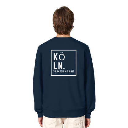 Köln Koordinaten (großer Druck auf dem Rücken) - Organic Lightweight Sweatshirt