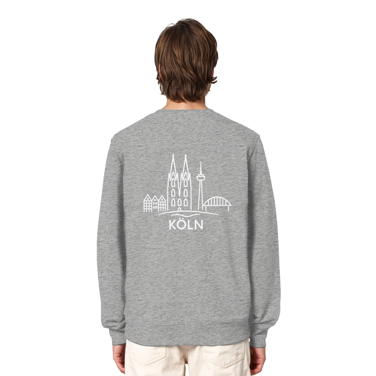 Köln Skyline (großer Druck auf dem Rücken) - Organic Lightweight Sweatshirt